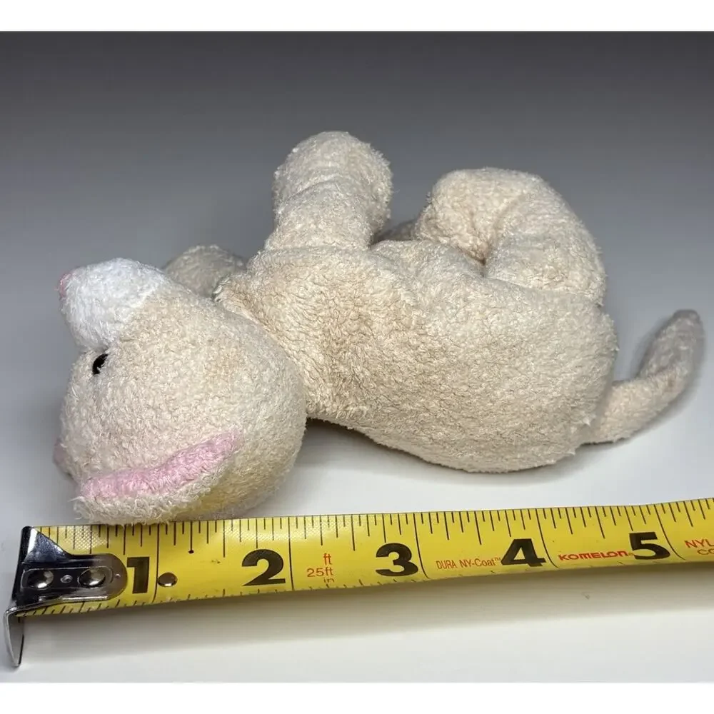 Vintage Russ Berrie Luv Pets Tabbies Cream Cat Plush 5” White Beanie Stuffed Toy